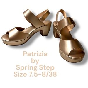Patrizia Spring‎ Step Rose Gold Open Toe Platform Heel Sandals Shoes Size 7.5-8